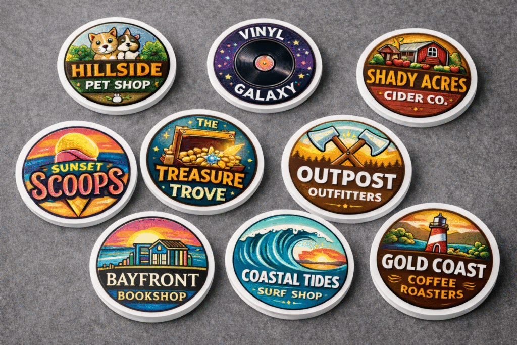 Custom Circle Stickers – Durable, Weatherproof & Fully Personalized