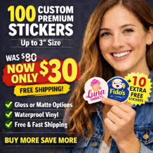 100 Custom Die Cut Stickers