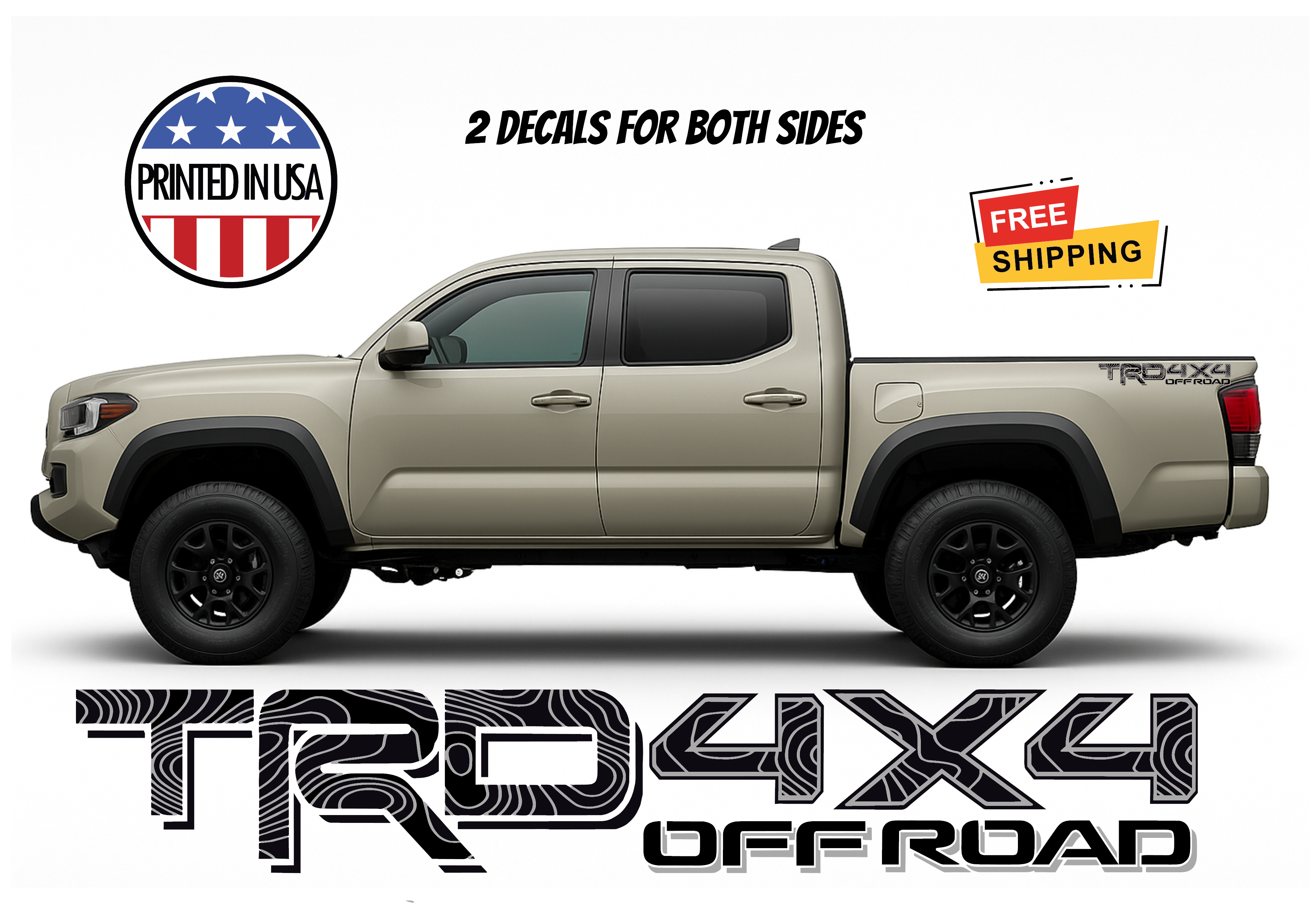 TRD Off Road Truck Decal Stickers – 2 Sides | 22"x 3.5" Off-Road Vinyl Graphics for Pickup Trucks