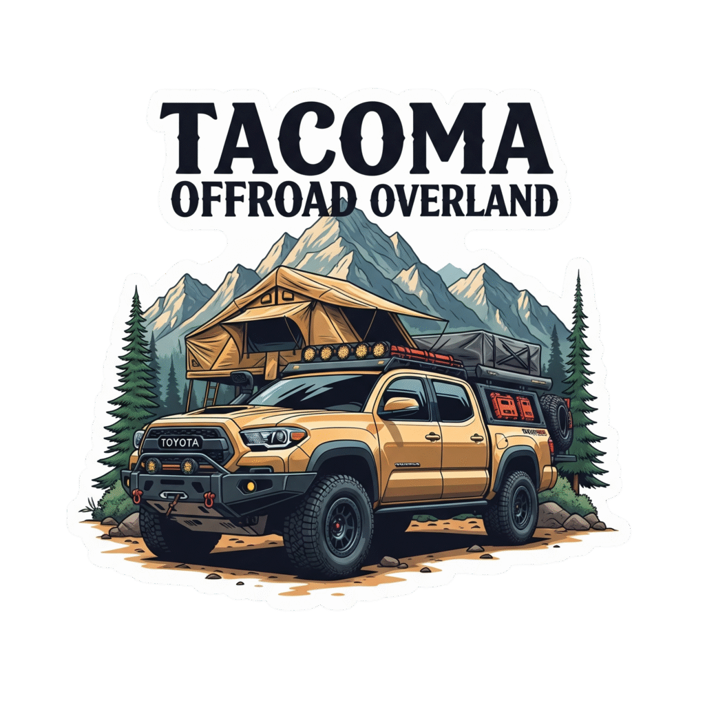 Tacoma Offroad Overland Sticker – Tan Truck Mountain Adventure Decal | 6x6 Weatherproof Vinyl